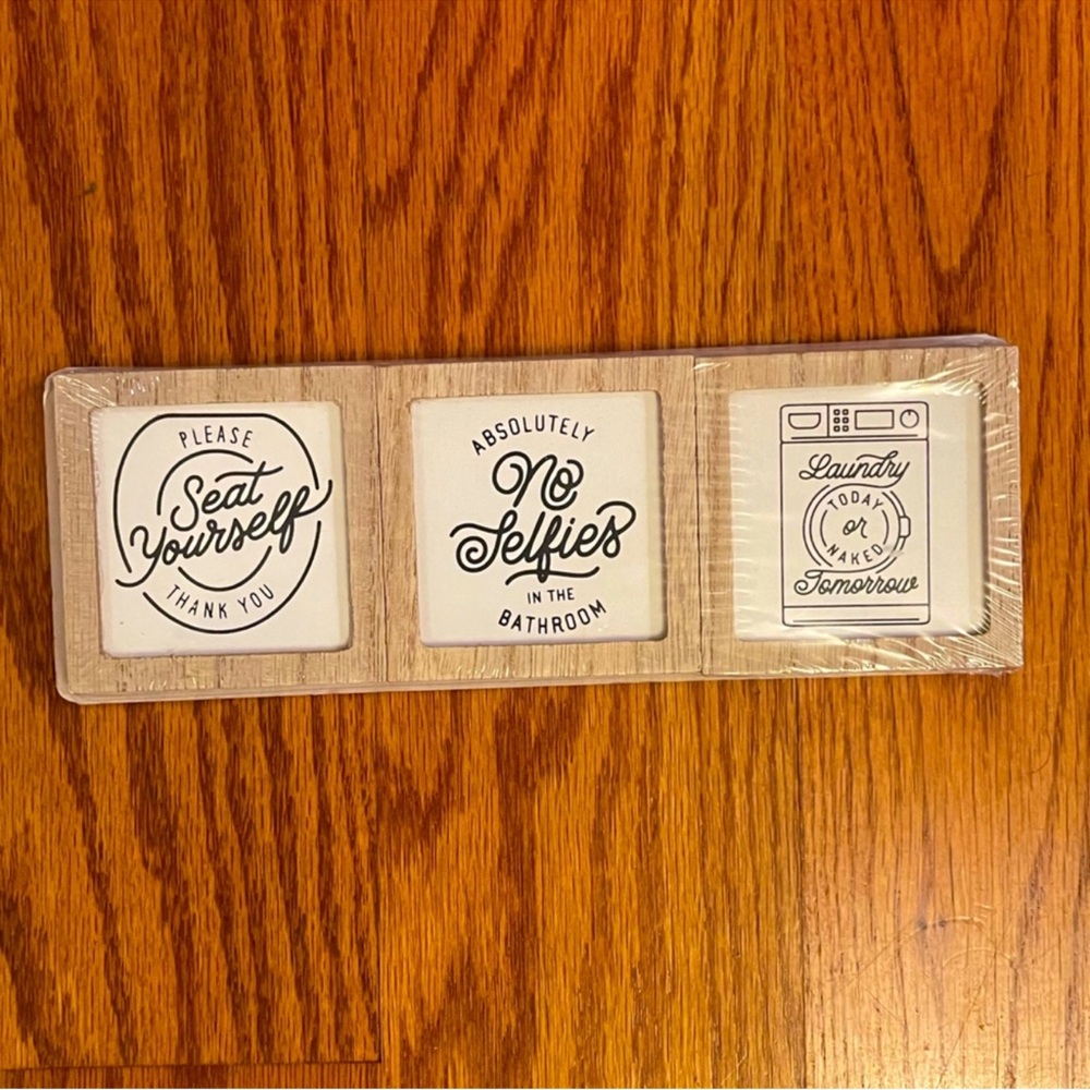3 for $15 SALE Target Bullseye Wood Laundry & Bathroom Wall Decor 3 piece Set